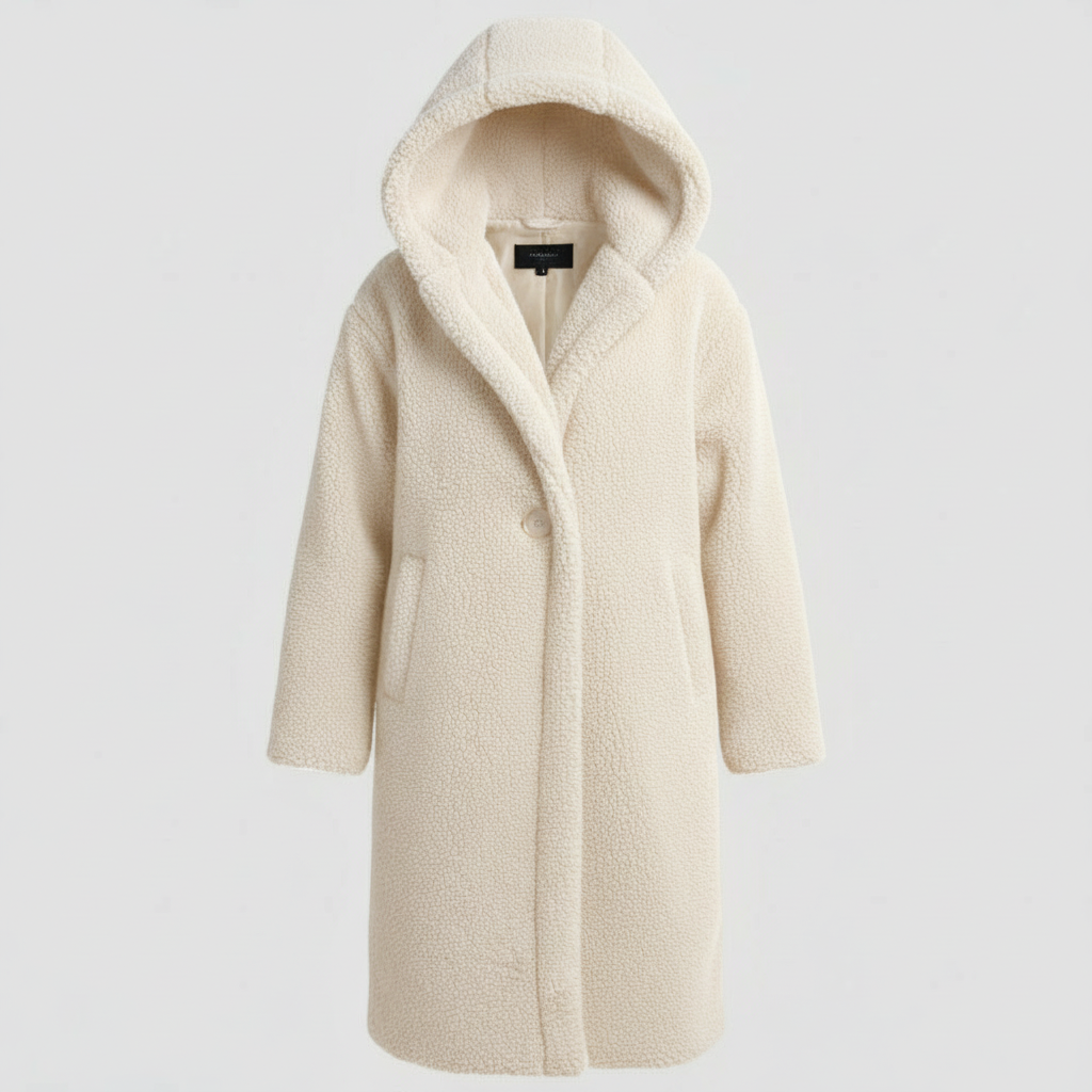 Damen Teddy Mantel Langer Kapuzenmantel Komfort