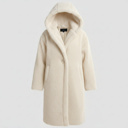 Damen Teddy Mantel Langer Kapuzenmantel Komfort