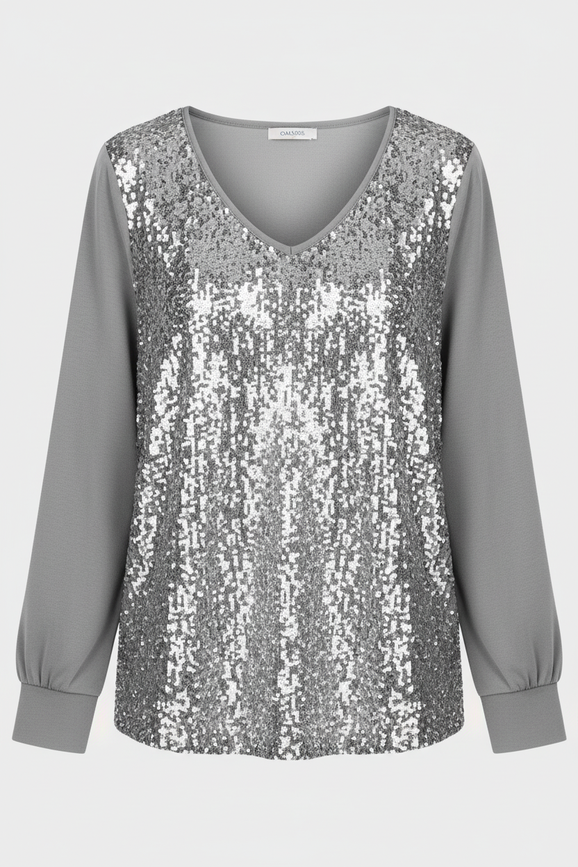 Damen Bluse Glitzer Effekt Schlicht