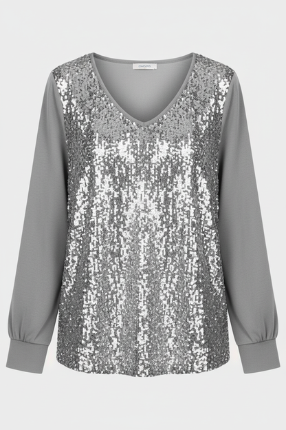 Damen Bluse Glitzer Effekt Schlicht