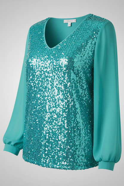 Damen Bluse Glitzer Effekt Schlicht