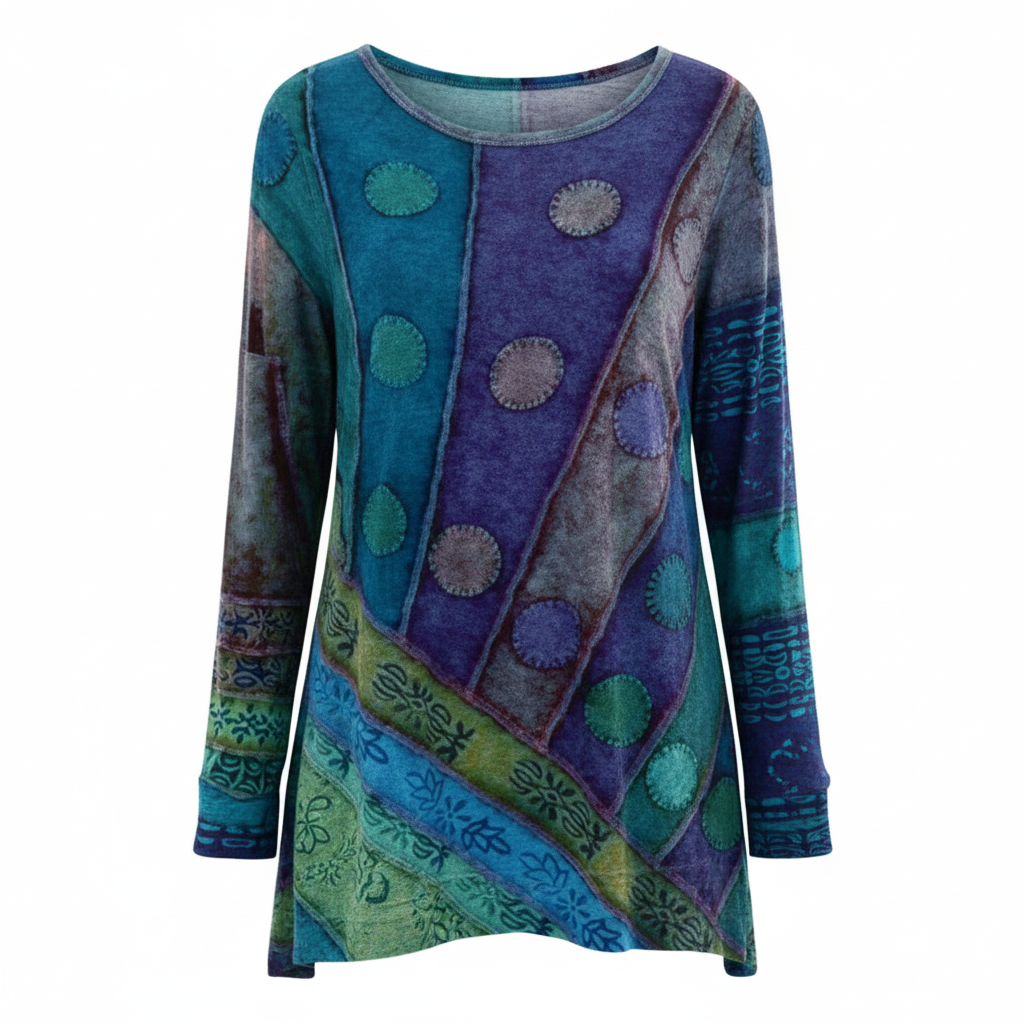 Bunte Damen Tunika aus Baumwolle Vintage Stil
