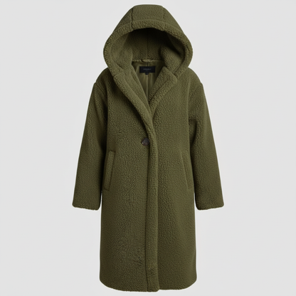 Damen Teddy Mantel Langer Kapuzenmantel Komfort