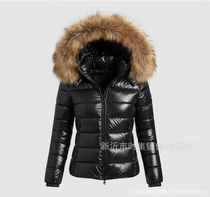 Damen Steppjacke mit Kunstfellkragen