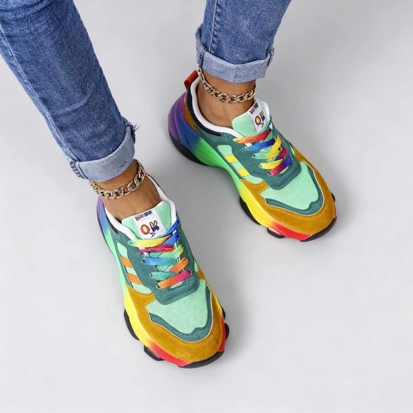 Damen Sneaker Sportlich Bunt Plateau