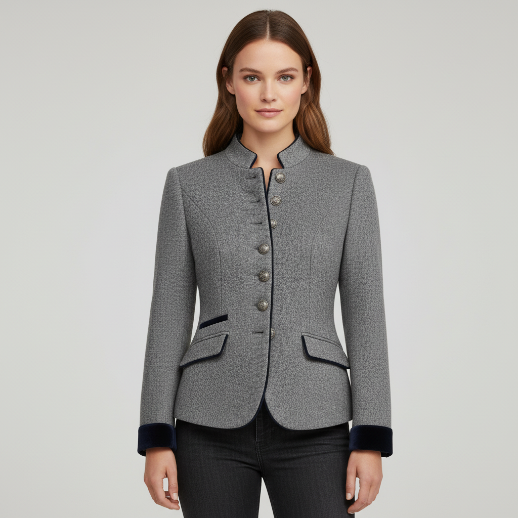 Damen Wolljacke Klassisch Strukturiert Komfort Beige - Norvielle