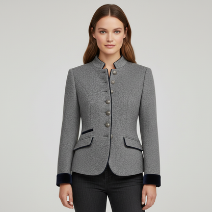 Damen Jacke Klassisch Kastig Geschnitten Mehrknopfverschluss - Norvielle