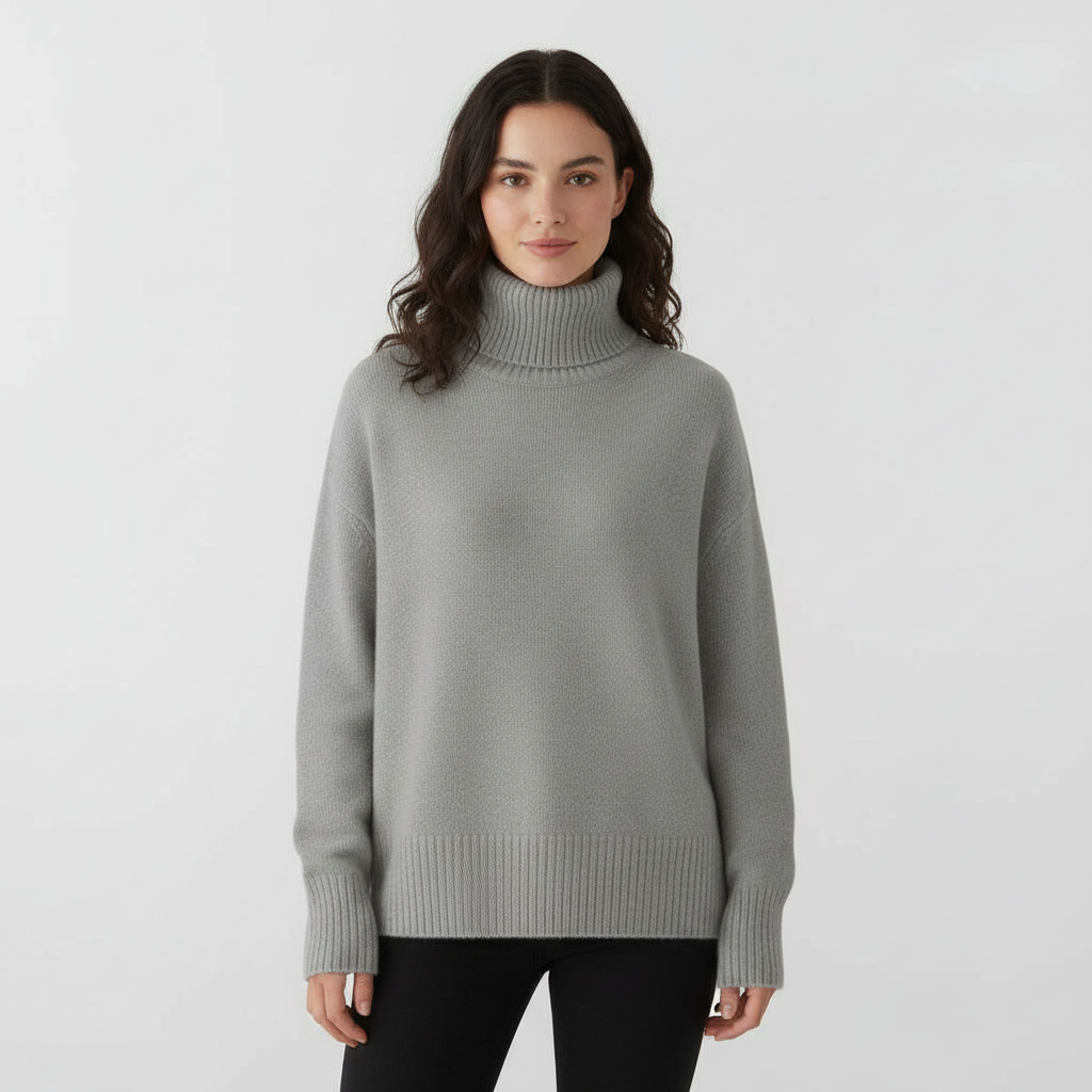 Eleganter Damen Rollkragenpullover Kaschmir Beige - Norvielle