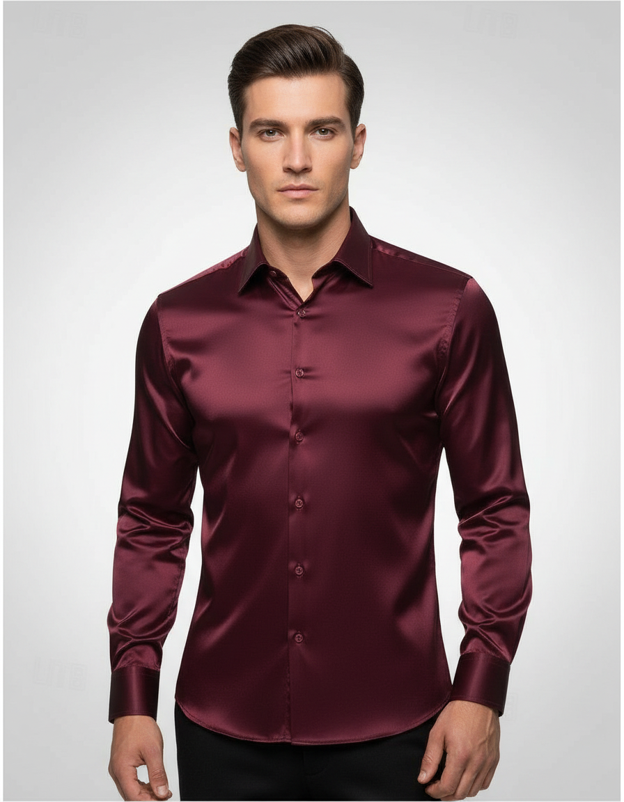 Herren Seidenhemd Elegantes Blau - Norvielle