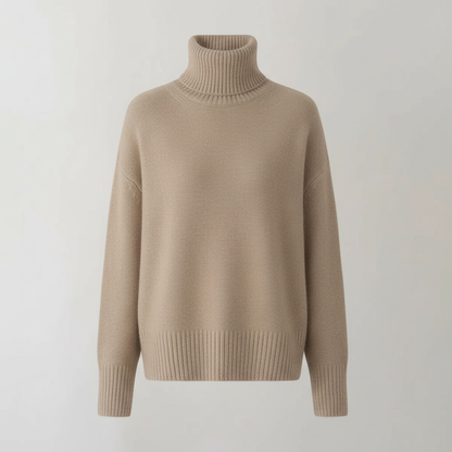 Eleganter Damen Rollkragenpullover Kaschmir Beige