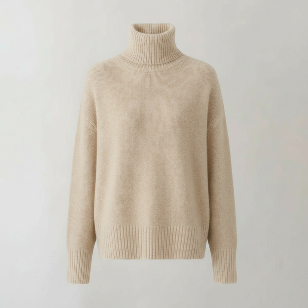 Eleganter Damen Rollkragenpullover Kaschmir Beige