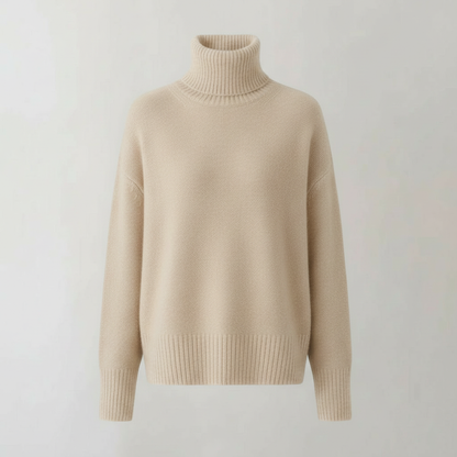 Eleganter Damen Rollkragenpullover Kaschmir Beige
