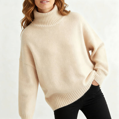 Damen Pullover Rollkragen Gerade Passform