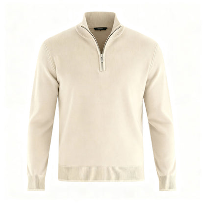 Damen Merino Pullover Reißverschluss Strickware Beige