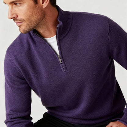 Herren Pullover V-Ausschnitt Reißverschlussdetail