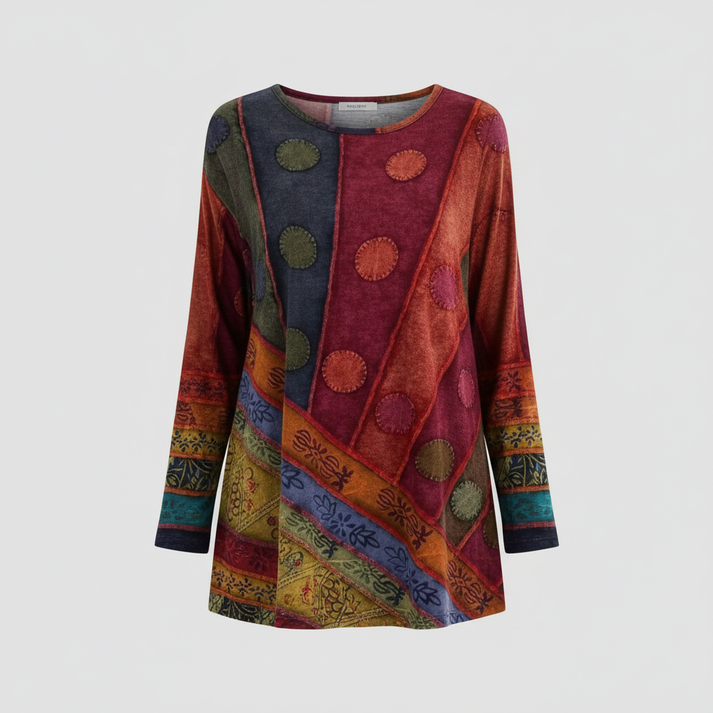Bunte Damen Tunika aus Baumwolle Vintage Stil