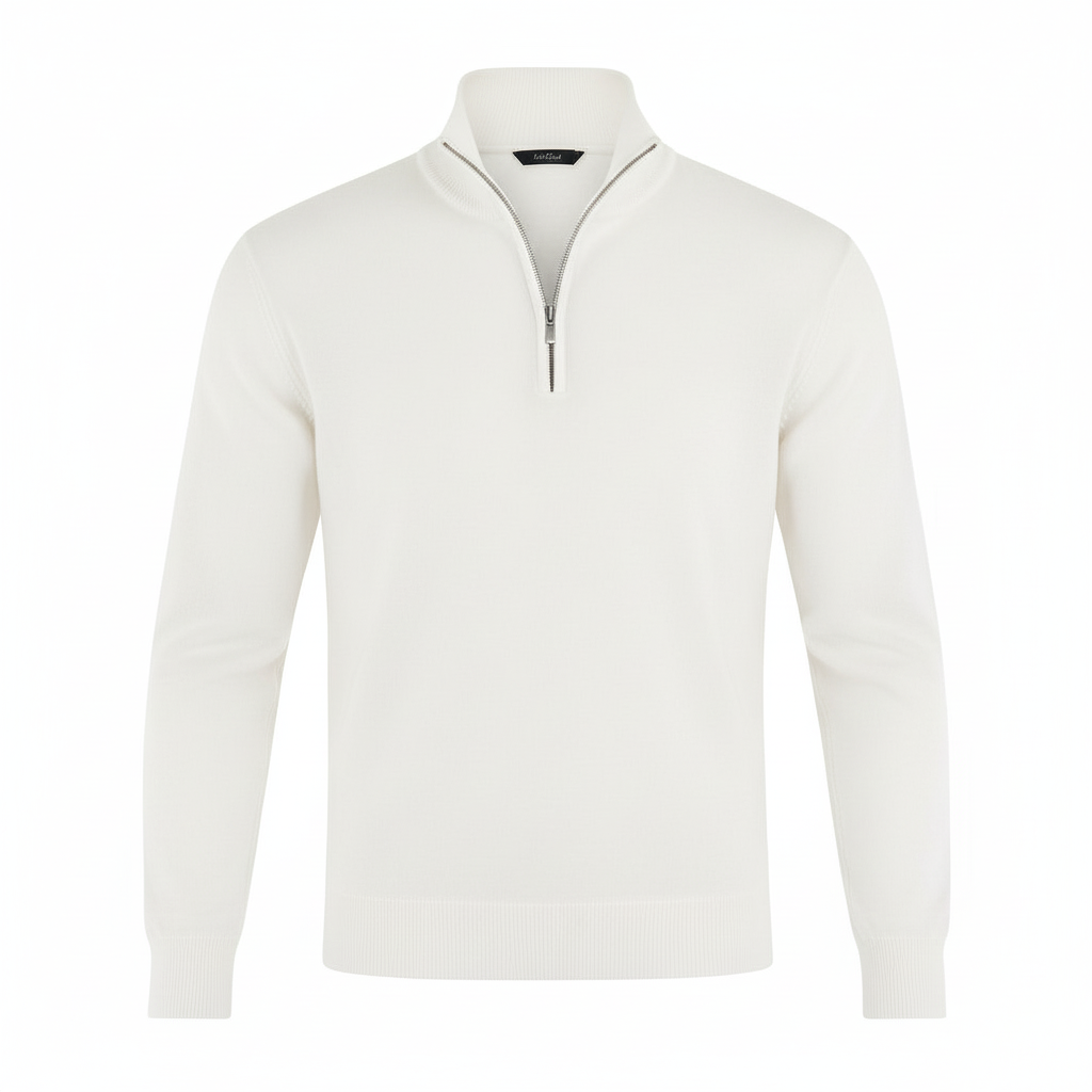 Damen Merino Pullover Reißverschluss Strickware Beige