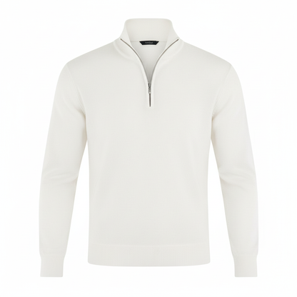 Damen Merino Pullover Reißverschluss Strickware Beige