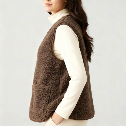 Damen Fleece-Weste Warm Elegante Winter