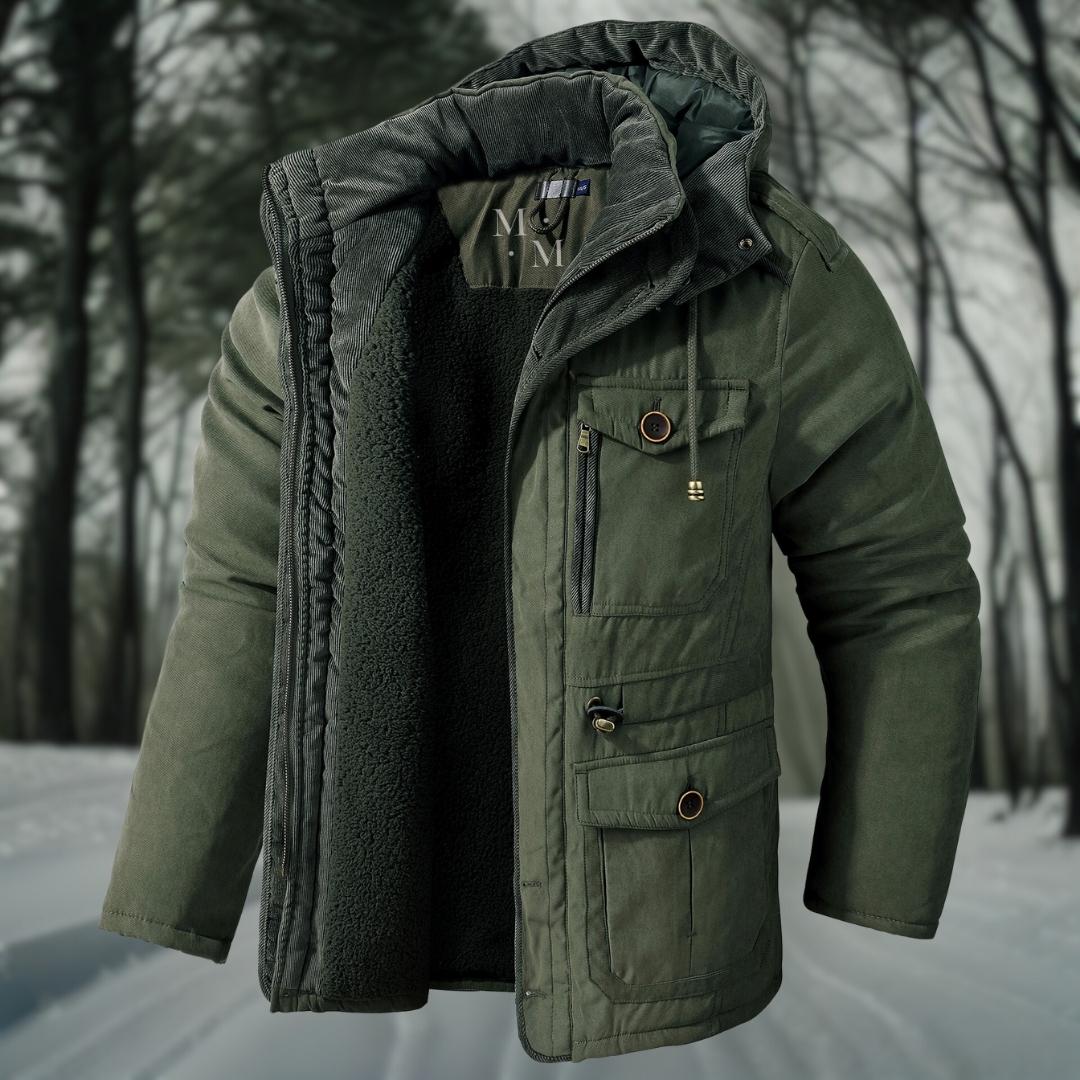Herren Winterjacke Warm Kapuze Taschen
