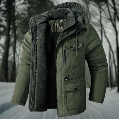 Herren Winterjacke Warm Kapuze Taschen