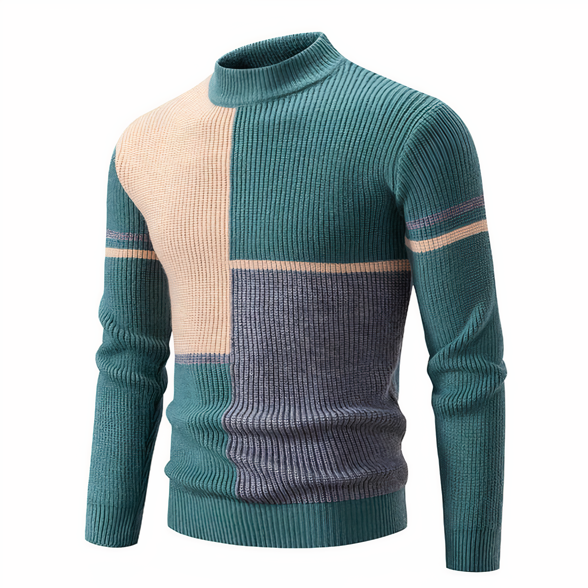 Norvielle Herren Strickpullover Patchwork