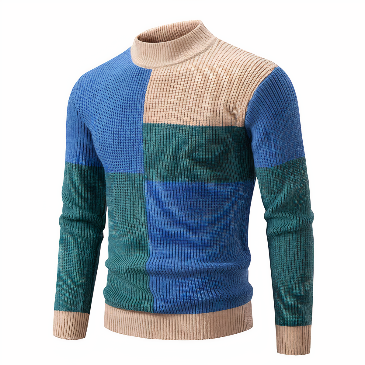 Norvielle Herren Strickpullover Patchwork