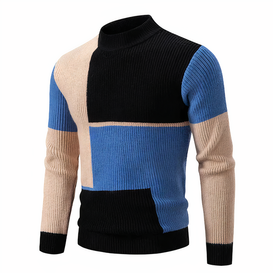 Norvielle Herren Strickpullover Patchwork - Norvielle