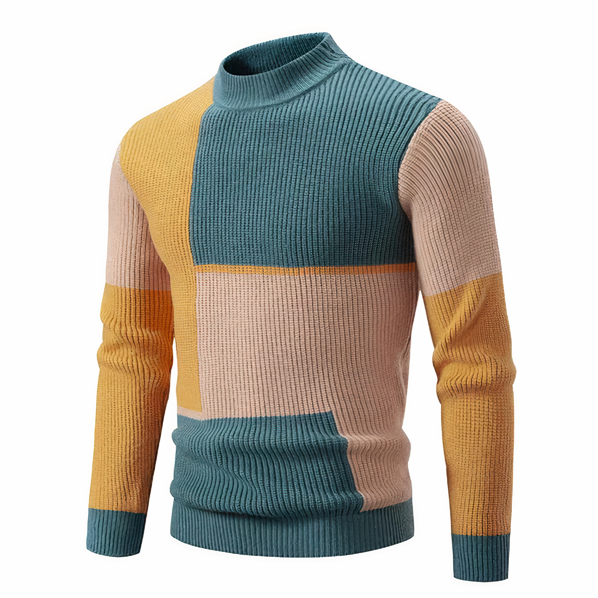 Norvielle Herren Strickpullover Patchwork
