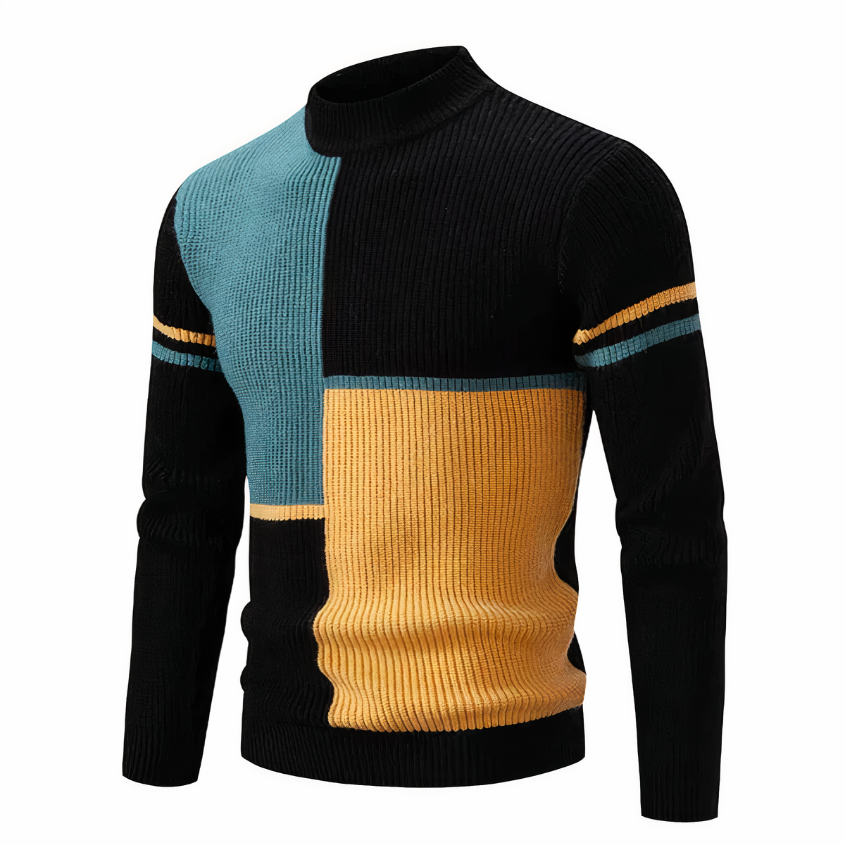 Norvielle Herren Strickpullover Patchwork