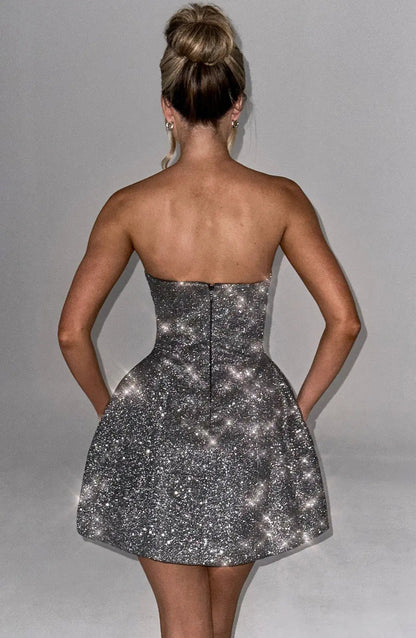 Damen Minikleid Glänzend Elegant