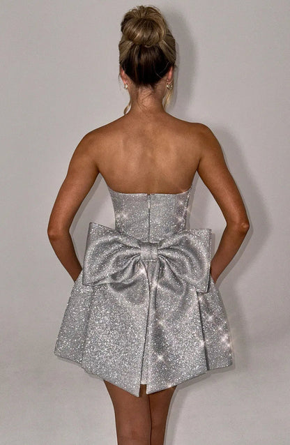 Damen Glitzer-Kleid Mini es Abendkleid