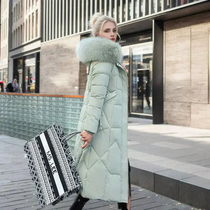 Damen Daunenjacke Italienischer Stil Kunstpelz Schwarz - Norvielle