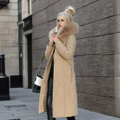 Damen Daunenjacke Italienischer Stil Kunstpelz