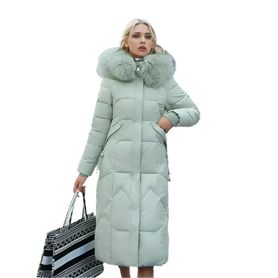 Damen Daunenjacke Italienischer Stil Kunstpelz