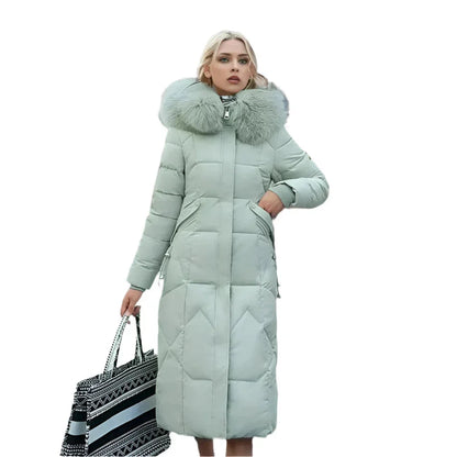Damen Daunenjacke Italienischer Stil Kunstpelz