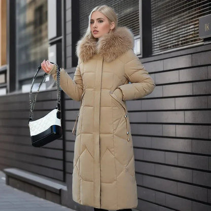 Damen Daunenjacke Italienischer Stil Kunstpelz