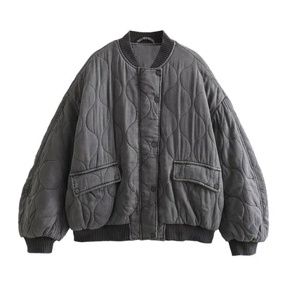Damen Gesteppte Baumwolljacke Grau