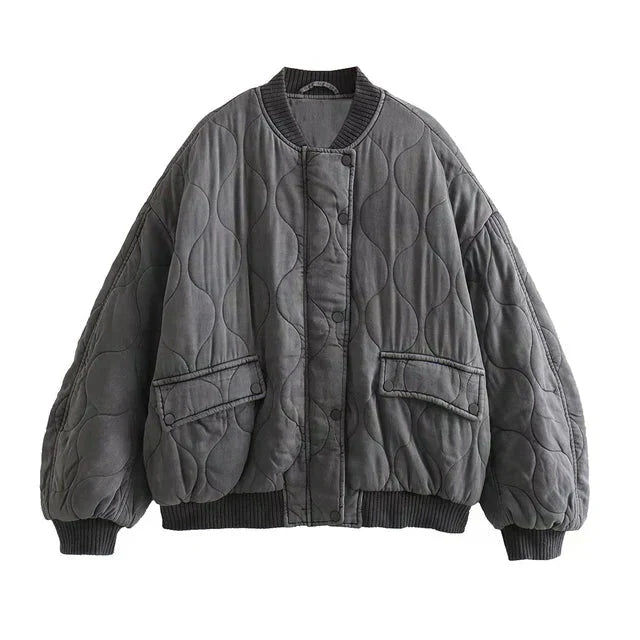 Lureva Damen Oversized Steppjacke Quilted Bomber