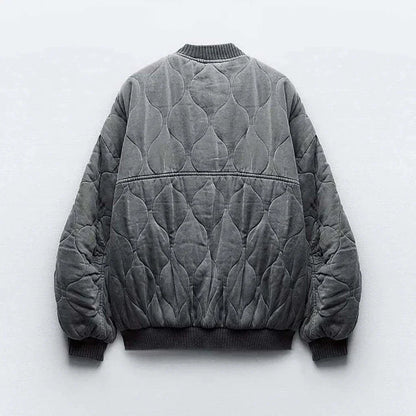 Lureva Damen Oversized Steppjacke Quilted Bomber