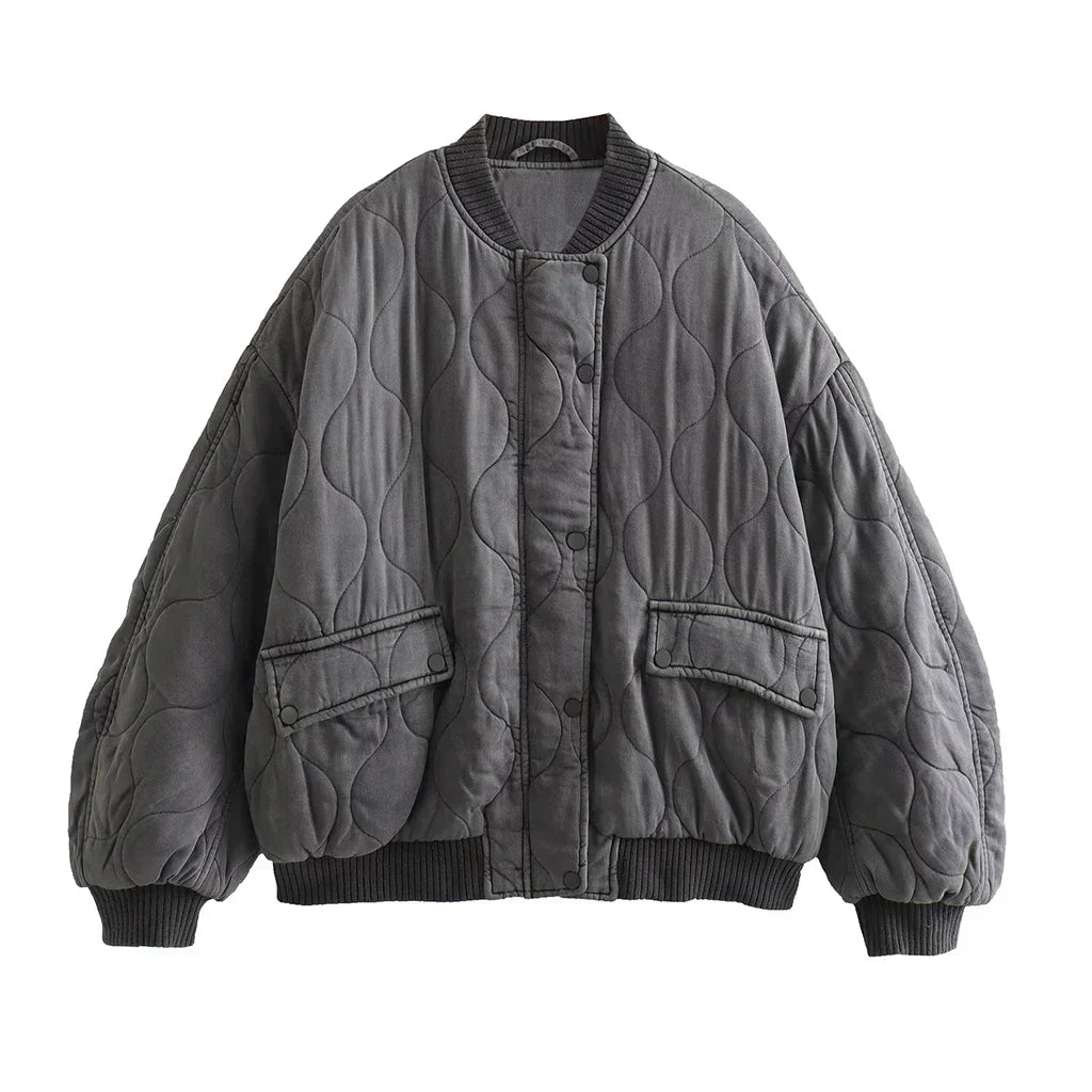 Damen Gesteppte Baumwolljacke Grau