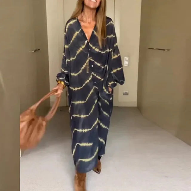 Boho Damenlangkleid mit Streifenmuster - Norvielle