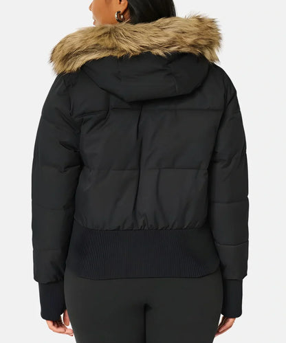 Damen Jacke Abnehmbare Kapuze Elastische Bündchen
