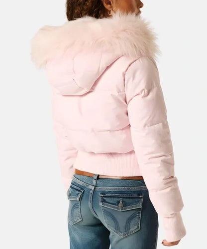 Damen Jacke Abnehmbare Kapuze Elastische Bündchen