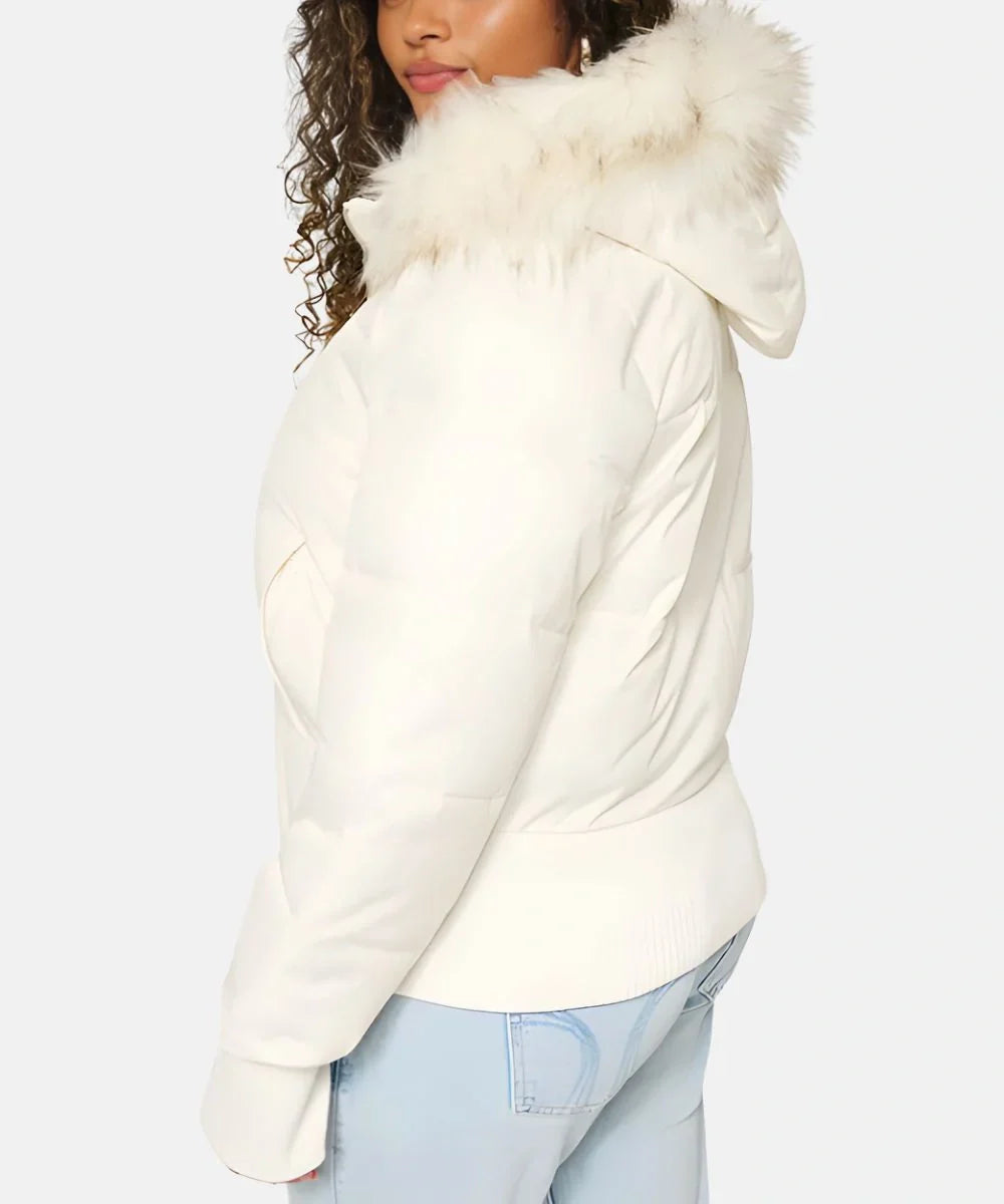 Damen Jacke Abnehmbare Kapuze Elastische Bündchen