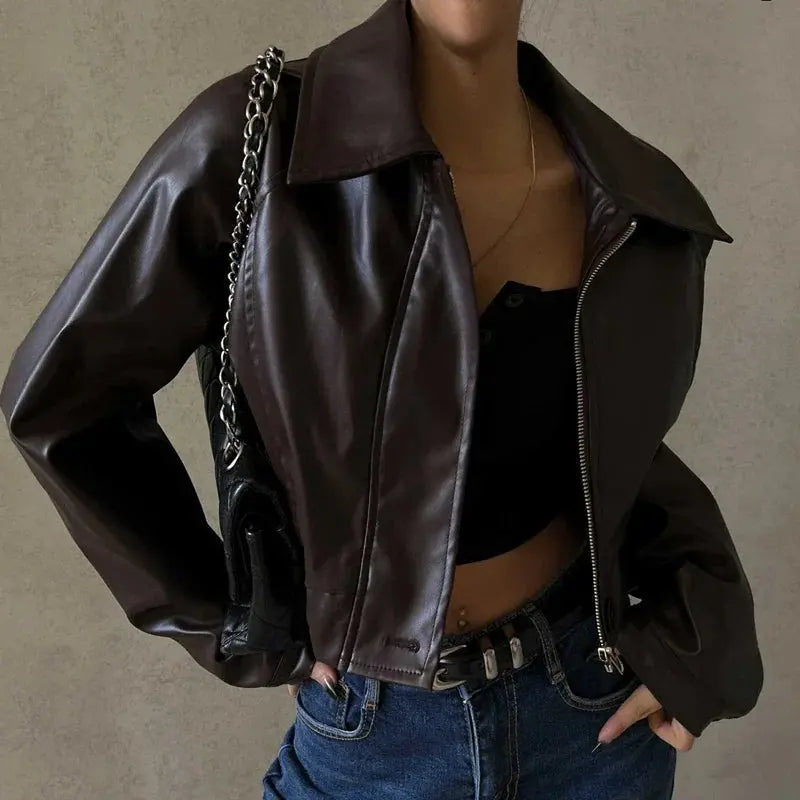 Gercy | Übergroße Kunstlederjacke Zendoo.de