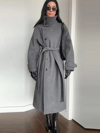 Damen Winter-Trenchcoat mit Gürtel