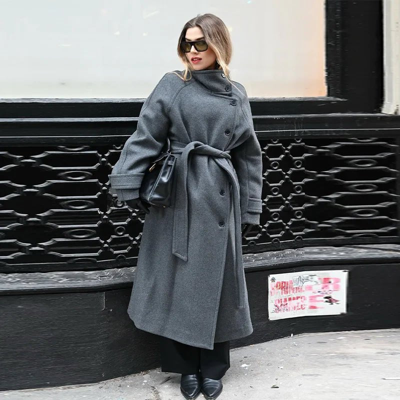 Damen Winter-Trenchcoat mit Gürtel