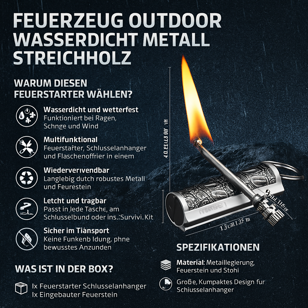 Wasserdichtes Metallfeuerzeug für Outdoor