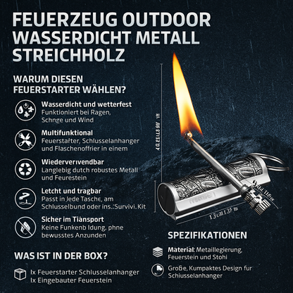 Wasserdichtes Metallfeuerzeug für Outdoor
